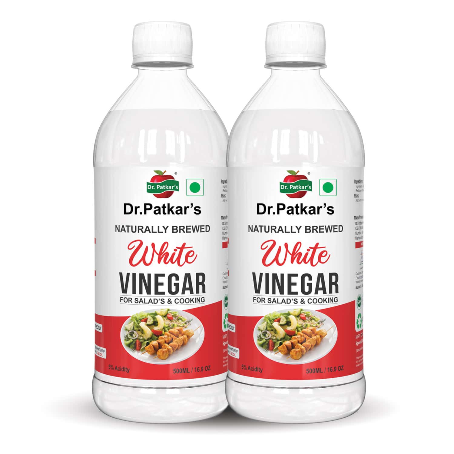 Dr. Patkar's 100% Natural Brewed White Vinegar For Salad Dressing | Cleaning Purpose 500ml