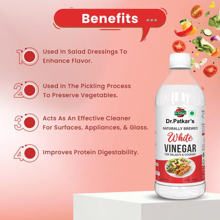 Dr. Patkar'S 100% Natural Brewed White Vinegar For Salad Dressing | Cleaning Purpose 500ml