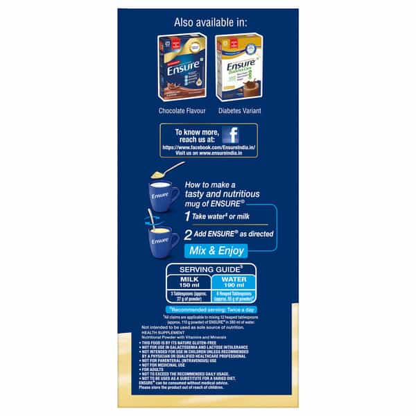 Ensure Balanced Nutrition Drink Powder For Adults Vanilla Flavored Box Of 950 Gm