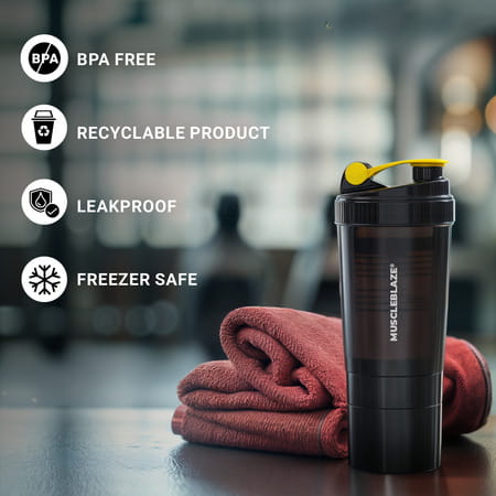 Muscleblaze Spider Gym Shaker (Black | 500ml) | 100% Leakproof | Bpa-Free | Ideal For Whey Protein