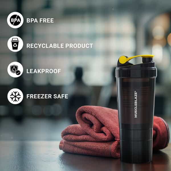 Muscleblaze Spider Gym Shaker (Black | 500Ml) | 100% Leakproof | Bpa-Free | Ideal For Whey Protein