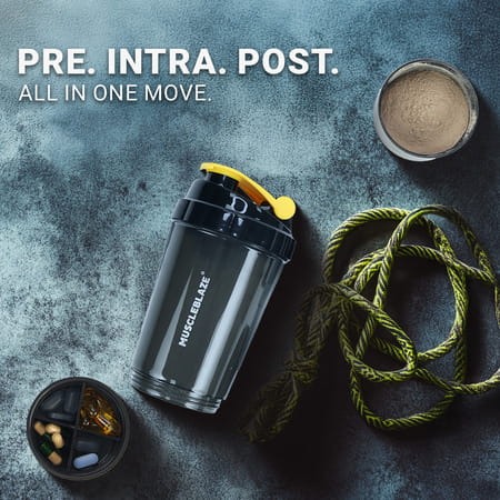Muscleblaze Spider Gym Shaker (Black | 500ml) | 100% Leakproof | Bpa-Free | Ideal For Whey Protein