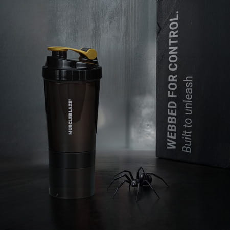 Muscleblaze Spider Gym Shaker (Black | 500ml) | 100% Leakproof | Bpa-Free | Ideal For Whey Protein