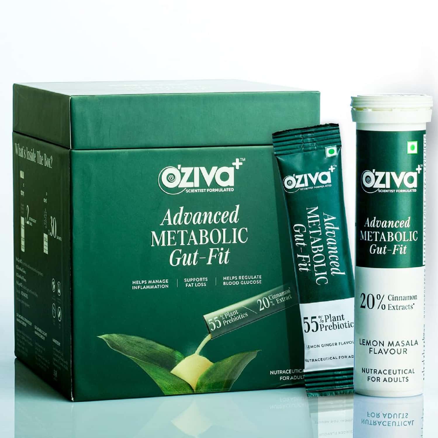 Oziva+ Advanced Metabolic Gut - Fit For Gut & Metabolic Heath | 30 Sachets + 30 Effervescent Tablets