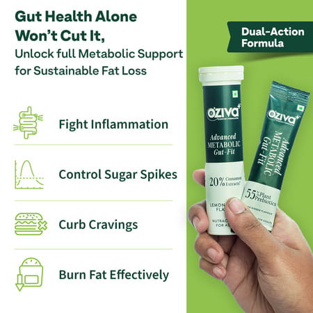 Oziva+ Advanced Metabolic Gut - Fit For Gut & Metabolic Heath | 30 Sachets + 30 Effervescent Tablets