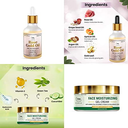 Tnw-The Natural Wash Skincare Combo With Rose Gold Oil & Face Moisturizing Gel Cream