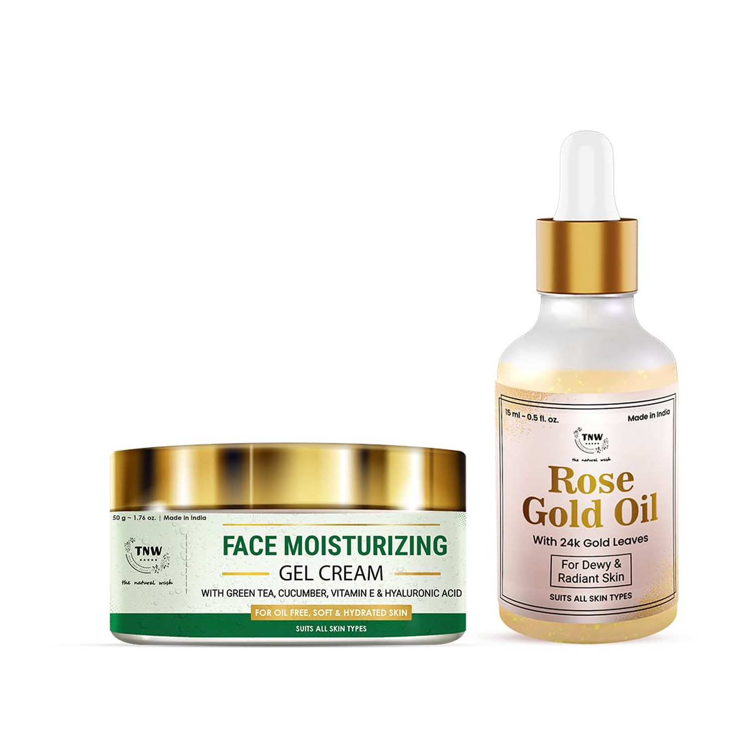 Tnw-the Natural Wash Skincare Combo With Rose Gold Oil & Face Moisturizing Gel Cream