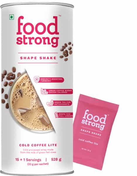 Foodstrong Shape Shake Cold Coffee Lite- Whey Isolate Protein - 1 Tube (16 Sachets- 528G)