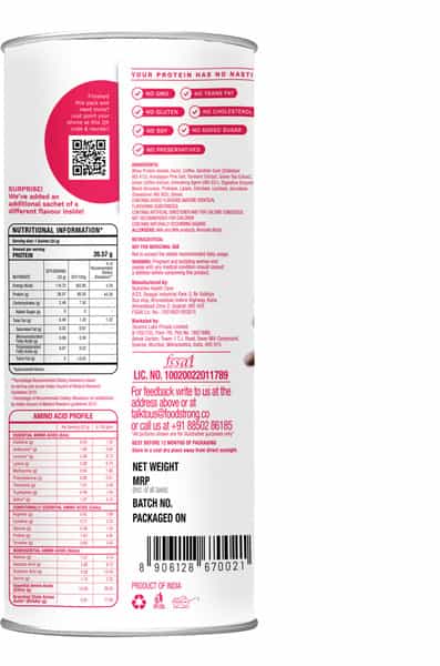 Foodstrong Shape Shake Cold Coffee Lite- Whey Isolate Protein - 1 Tube (16 Sachets- 528G)