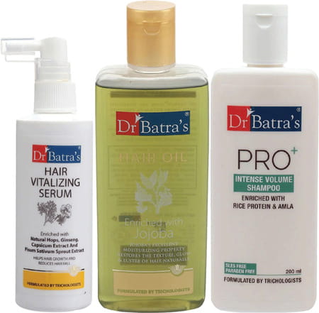 Dr Batra's Hair Vitalizing Serum 125 Ml Pro+ Intense Volume Shampoo- 200 Ml And Hair Oil- 200 Ml