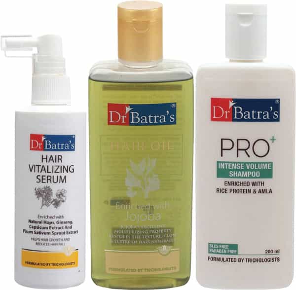 Dr Batra's Hair Vitalizing Serum 125 Ml Pro+ Intense Volume Shampoo- 200 Ml And Hair Oil- 200 Ml