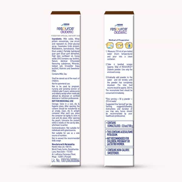 Nestle Resource Diabetic Chocolate Flavour Protein Powder Box Of 400Gm Refil