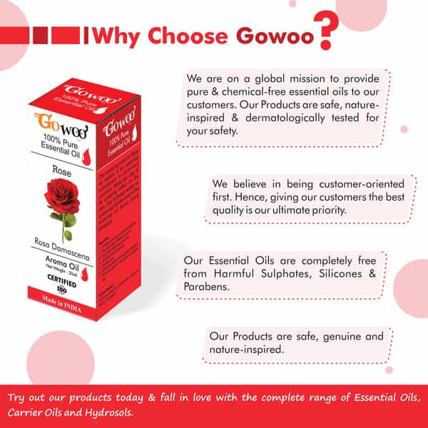 Go Woo 100% Pure Rose Oil For Anti Stress Skin Glow Aromatherapy 30 Ml