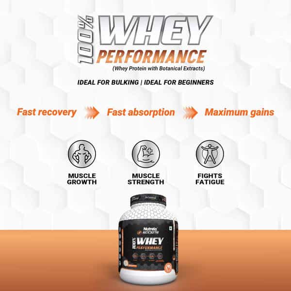 Nutrela Sports 100% Whey Performance Protein Powder -2 Kg (Flavor Vanilla Ice Cream)