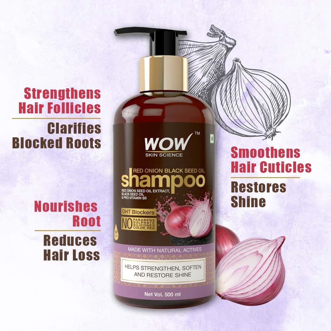 Buy Wow Skin Science Red Onion Black Seed Oil Shampoo 500ml Online at