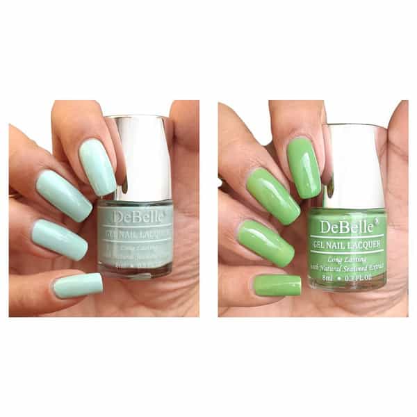 Debelle Gel Nail Polish Gift Set Of 2 Mint Amour | Mystique Green - 16 Ml (8 Ml Each)