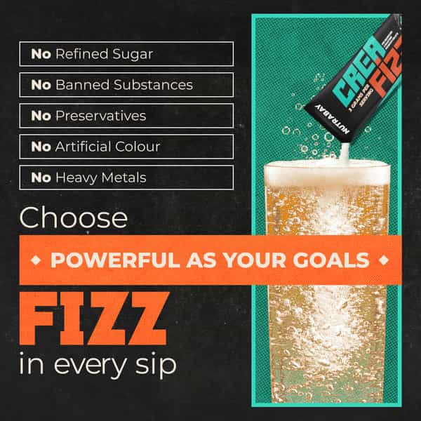 Nutrabay Creafizz Effervescent Powder | Rapid Absorption | Orange Flavour| 15 Sachets (105G)