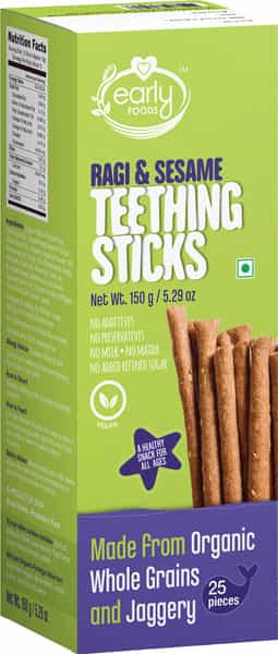 Early Foods Assorted Pack Of 4 Organic Kids Snacks (Ragi & Ajwain Sticks + Jowar & Amaranth Cookies)