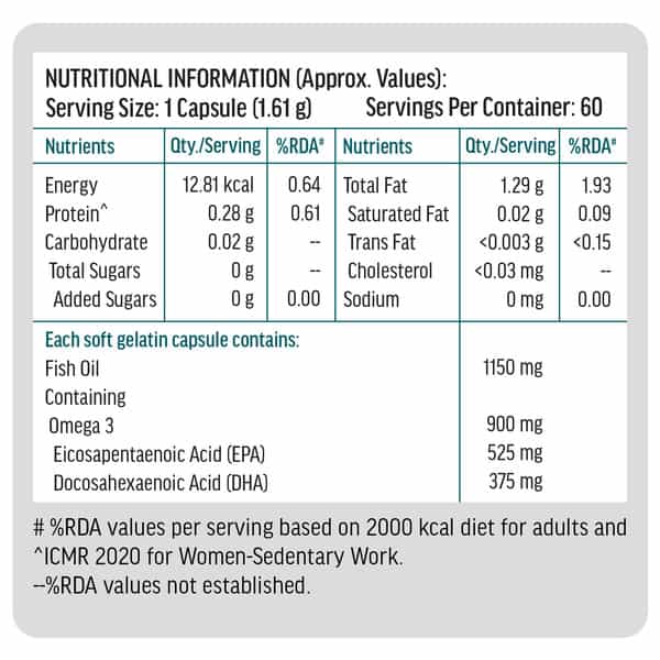 Healthkart Hk Vitals Super Strength Fish Oil Supplement 60 Softgel Capsules