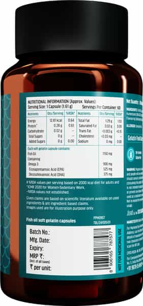 Healthkart Hk Vitals Super Strength Fish Oil Supplement 60 Softgel Capsules
