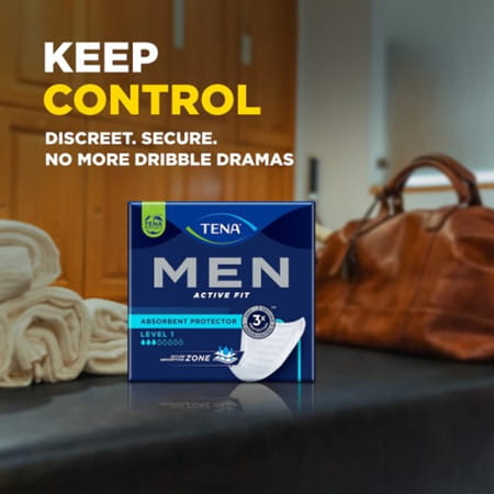 Tena Men Adult Fit Guard Style| Level1 Active Fit | Absorbent Protector Pad | Light Leakage - 12n