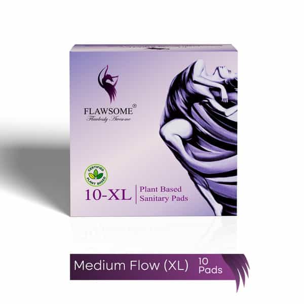 Flawsome Sensitive Sanitary Pads With Paper Disposal Pouches | No Chemicals | Size Xl - 10N