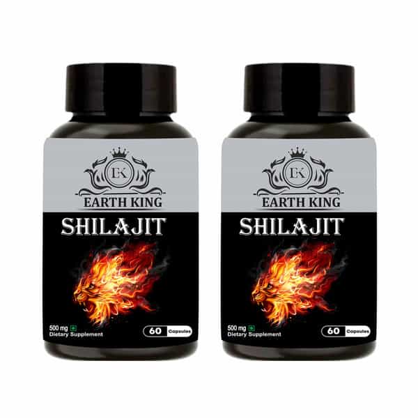 Earth King Shilajit/Shilajeet Capsule For Strength & Stamina - 500Mg 60 Capsules (Pack Of 2)