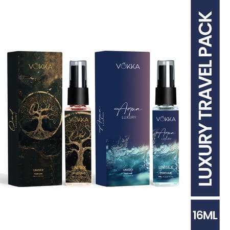 Vokka Pocket Perfume Oud & Aqua 2 X 8ml | Eau De Parfum Long Lasting Perfume For Men & Women