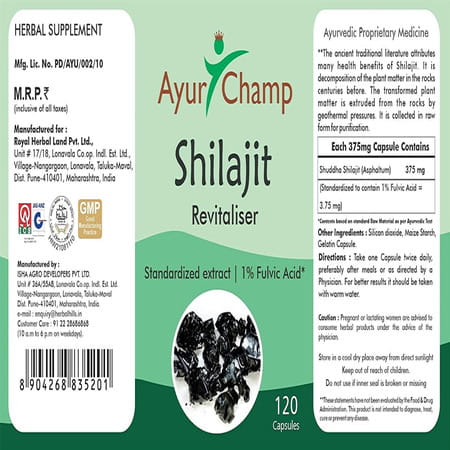 Ayur Champ - Pack Of 2 -Shilajit Capsules 240mg - 120 Capsules