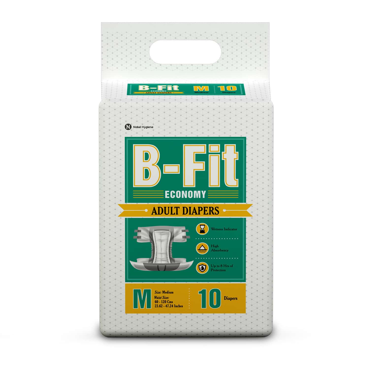 B-fit Economy Tape Style Medium Size Pack Of 10 Adult Diapers