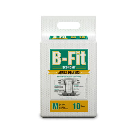 B-Fit Economy Tape Style Medium Size Pack Of 10 Adult Diapers