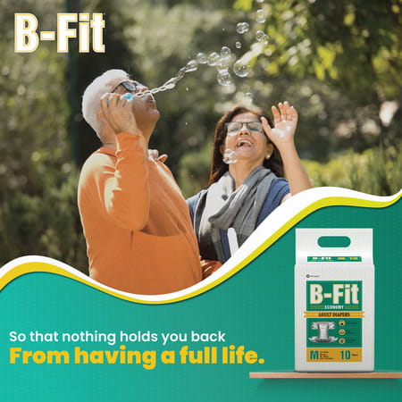 B-Fit Economy Tape Style Medium Size Pack Of 10 Adult Diapers