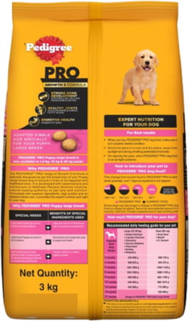 Pedigree Pro Puppy | Large Breed (3-18 Months) Dry Dog Food | 3 Kg Pack | Chicken