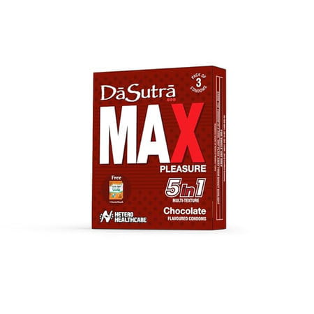 Dasutra Max Pleasure Condoms 3'S Pack - With 396 Dots - Chocolate Flavour - Pack Of 10