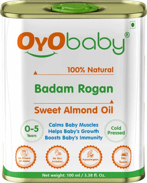 Oyo Baby Roghan Badam Shirin | Sweet Almond Oil For Face Skin Hair And Body Massage - 100Ml