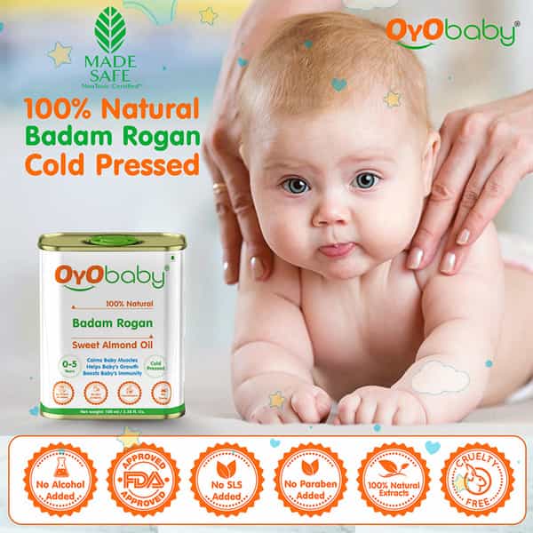 Oyo Baby Roghan Badam Shirin | Sweet Almond Oil For Face Skin Hair And Body Massage - 100Ml
