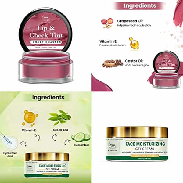 The Natural Wash Lip Care Combo With Crazy Coaster Lip & Cheek Tint And Face Moisturizing Gel Cream