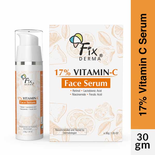 Fixderma 17% Vitamin C Face Serum For Glowing Skin | Retinol Face Serum | Niacinamide Serum - 30G