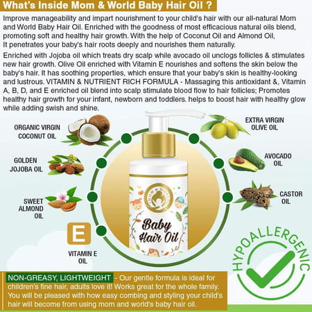 Mom & World Gentle Care - Baby Wash + Baby Hair Oil + Mosquito Repellantlotion (200ml Each)