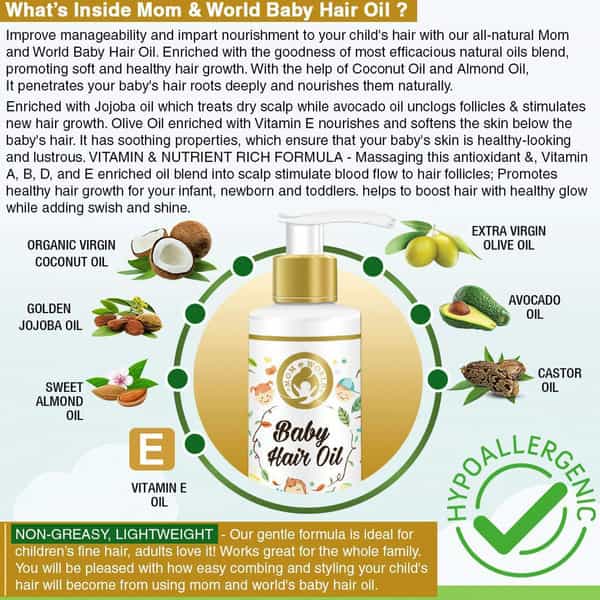 Mom & World Gentle Care - Baby Wash + Baby Hair Oil + Mosquito Repellantlotion (200Ml Each)