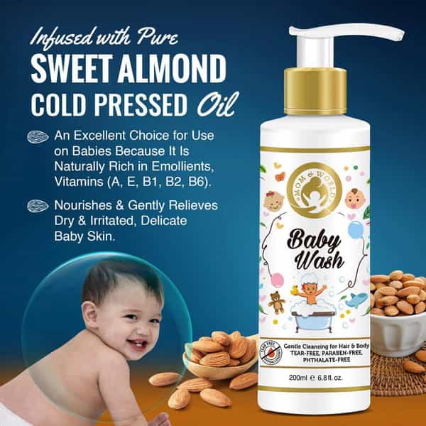 Mom & World Gentle Care - Baby Wash + Baby Hair Oil + Mosquito Repellantlotion (200Ml Each)