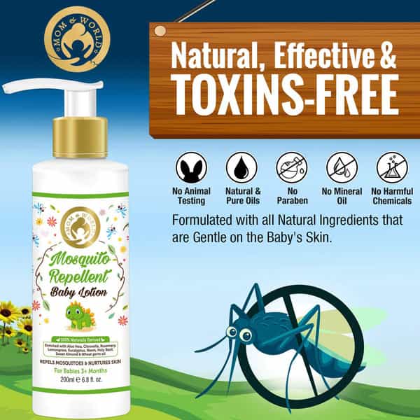 Mom & World Gentle Care - Baby Wash + Baby Hair Oil + Mosquito Repellantlotion (200Ml Each)