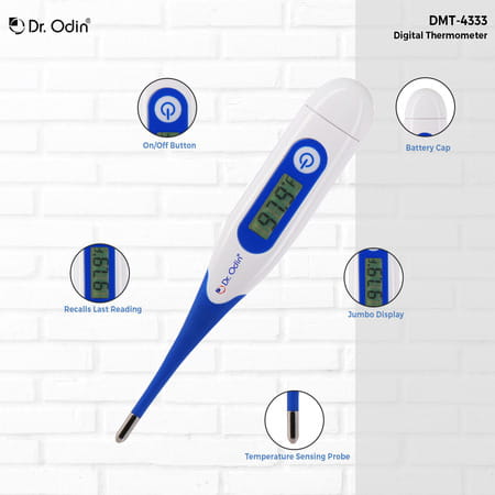 Dr. Odin Dmt 4333 Digital Medical Thermometer Fda Approved Quick 40 Second Reading Blue