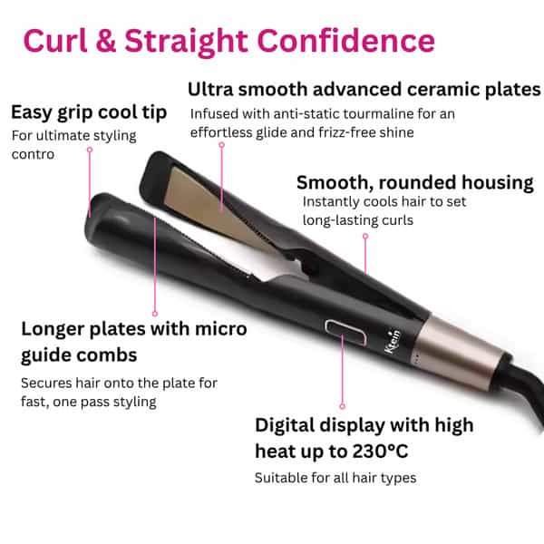 Ktein 2-In-1 Hair Styler - Curl | Wave & Straighten With Twisted Ceramic Plate - (1 Unit)