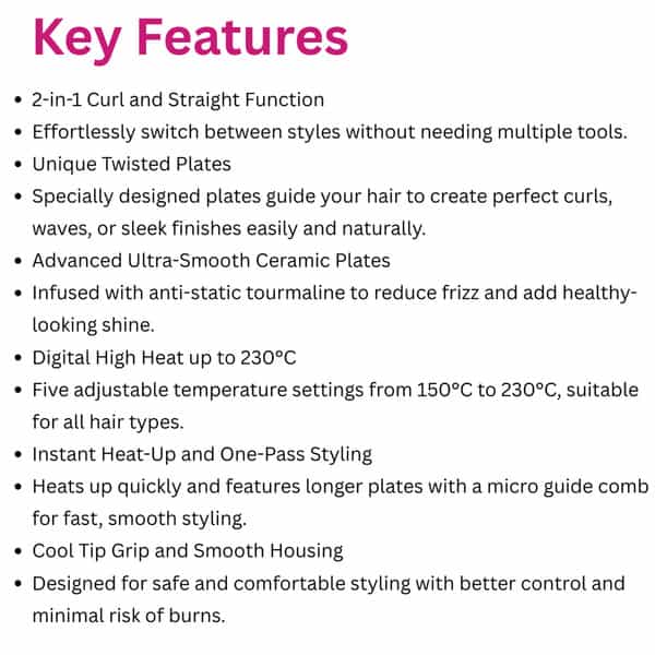 Ktein 2-In-1 Hair Styler - Curl | Wave & Straighten With Twisted Ceramic Plate - (1 Unit)