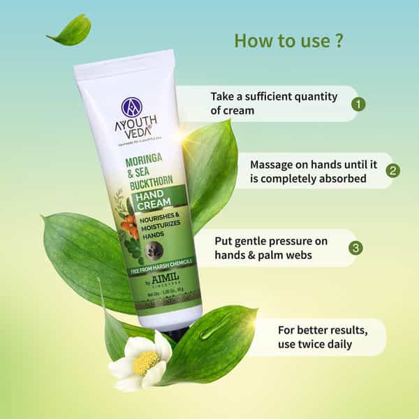 Ayouthveda Moringa & Sea Buckthorn Hand Cream With Vitamin C To Nourish & Protect Dry Hands 30 Gm