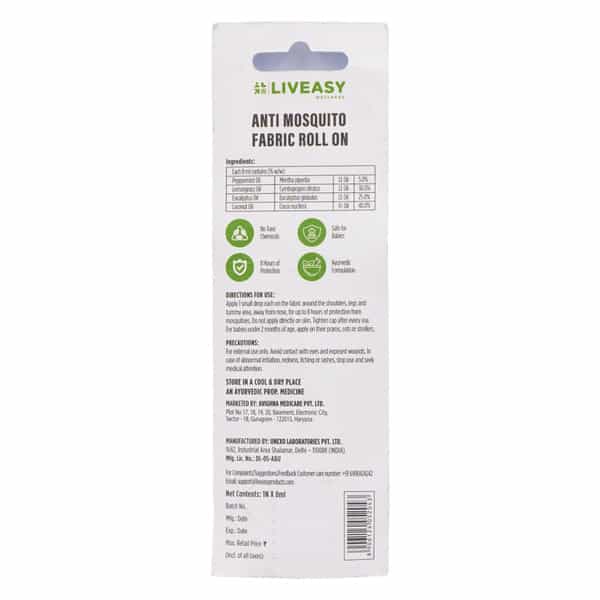 Liveasy Wellness Mosquito Repellent Fabric Role On - 8Ml