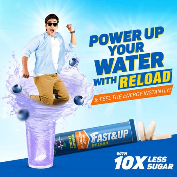 Fast&Up Reload Hydration Drink With Electrolytes- 20 Effervescent Tablets -Blueberry