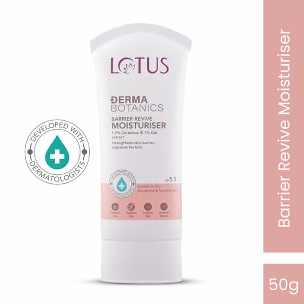 Lotus Dermabotanics 1.5% Cermaide + 1% Oats Extract Barrier Revive Moisturiser 50G