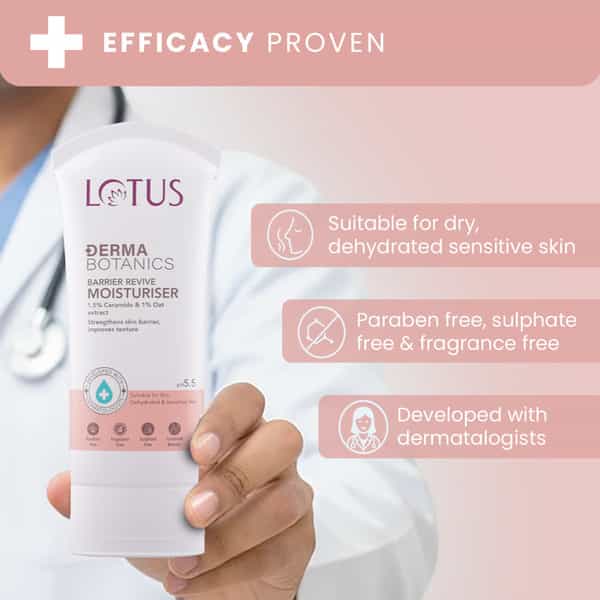 Lotus Dermabotanics 1.5% Cermaide + 1% Oats Extract Barrier Revive Moisturiser 50G